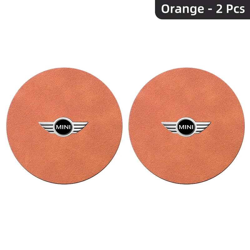 2pcs Car Water Cup Mat Suede Coaster Non Slip Pad Accsesories For MINI Cooper JCW WORKS R55 R56 F55 F56 R57 R58 R59 R60 R61 R50 rdxzk11