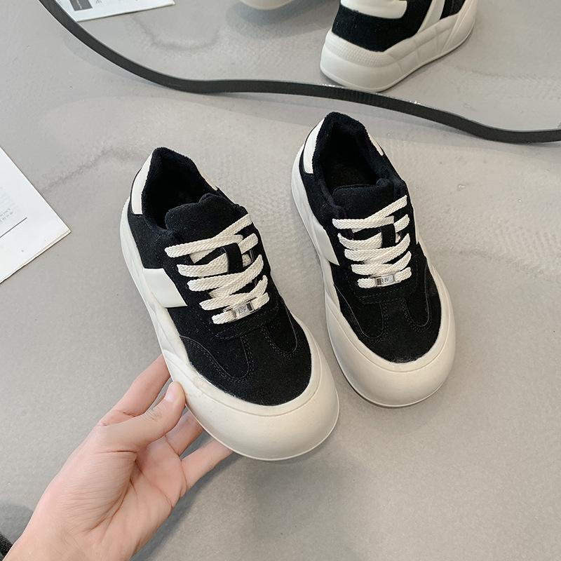 Женские зимние кроссовки на подкладке из искусственного меха, уличные повседневные теплые кроссовки из искусственной кожи на толстой подошве, противоскользящая спортивная обувь с флисовой подкладкой для женщин