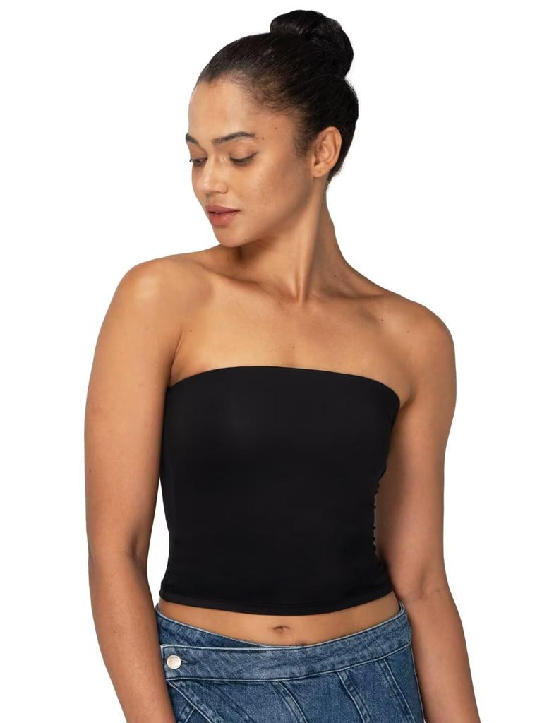 Женский сексуальный топ-труба без бретелек, укороченный топ без рукавов с двойной подкладкой, летние базовые топы-бандо для многослойного ношения или выхода в свет