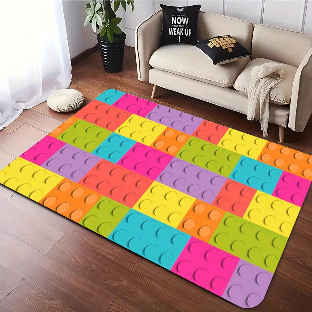 Colorful Building Block Carpet Kid's Play Mat Living Room Rugs Bedroom Bedside Soft Rug Nursery Crawl Floor Mat Hallway Rug