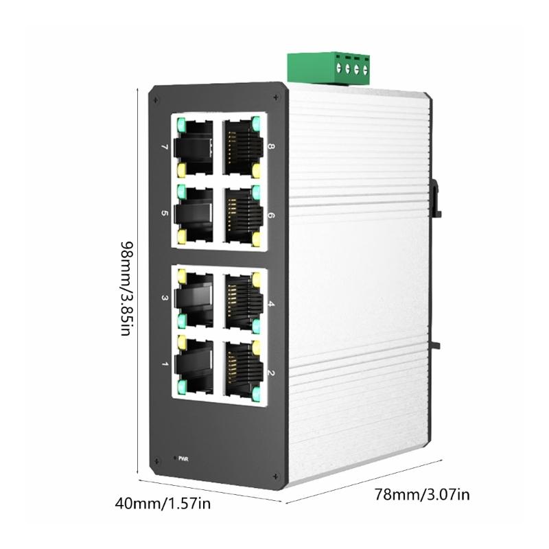 Industrial Mini 8 Port Gigabit Ethernet Switches Aluminum Shell Din Rail Mount PoE Switches For Tight Space