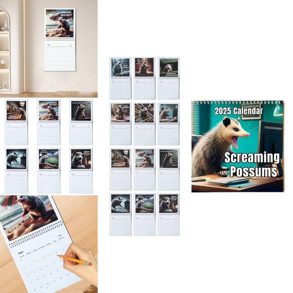 2025 Screaming Possum Calendar Featuring Adorable Artwork For Unique Home Decor Gifts