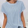 Women Summer Short Sleeve O Neck Solid Color Split Pullover T Shirt Top Blouse