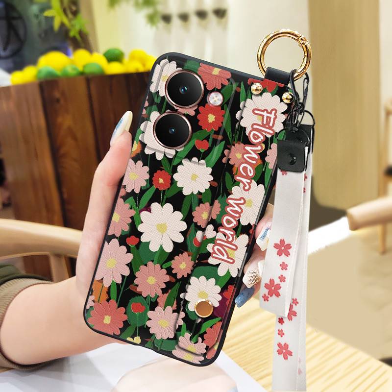 Silicone Back Cover Phone Case For Realme P3 Ultra 5G Protective Oil Painting Soft Case Fashion Design Anti-dust Lanyard