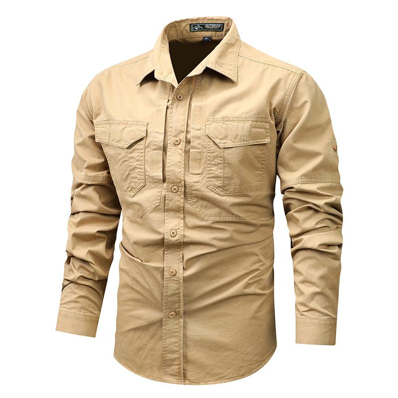 Trendy New Size Denim No-iron Shirt Men's Casual Solid Color No-iron Men's Long-sleeved Men's Clothing