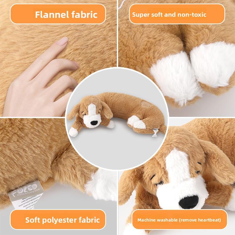 Sleeping Puppy Heartbeat Simulation Plush Dog Toy Detachable Cover Anxiety‑Relief Calming Companion Toy For Puppies Medium Large Dogs