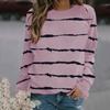 Women's Striped Printed Tops Casual Round Neck Long Sleeve Tops