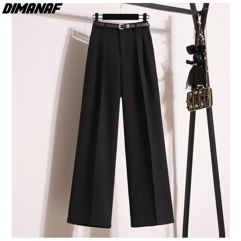 DIMANAF 2024, новинка, большие размеры, весенне-летние длинные брюки, женские свободные повседневные однотонные брюки с эластичной резинкой на талии, широкие брюки
