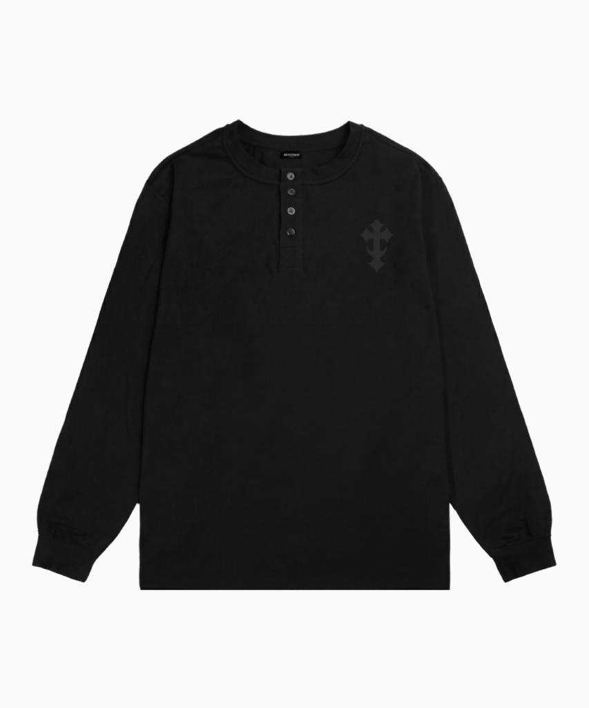 SAINTPAIN Sp Cross Heavyweight Henley Neck Long Sleeve Black