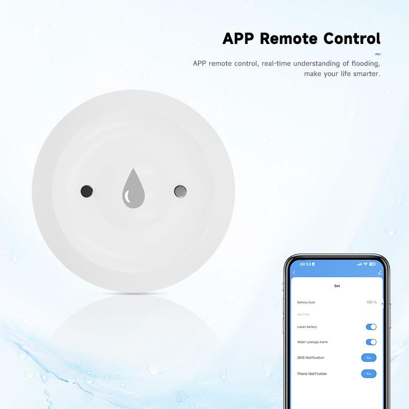 Tuya ZigBee Smart Water Leak Sensor Flood Leakage Sensor Alarm APP Remote Monitoring Flood Overflow for Kitchen Bathroom