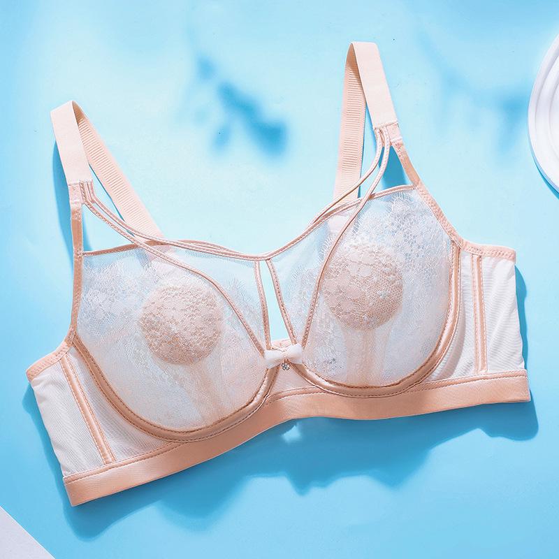 Ультратонкий бюстгальтер на косточках из французского кружева: Сексуальный сетчатый минимайзер для большой груди, регулируемый для летнего комфорта