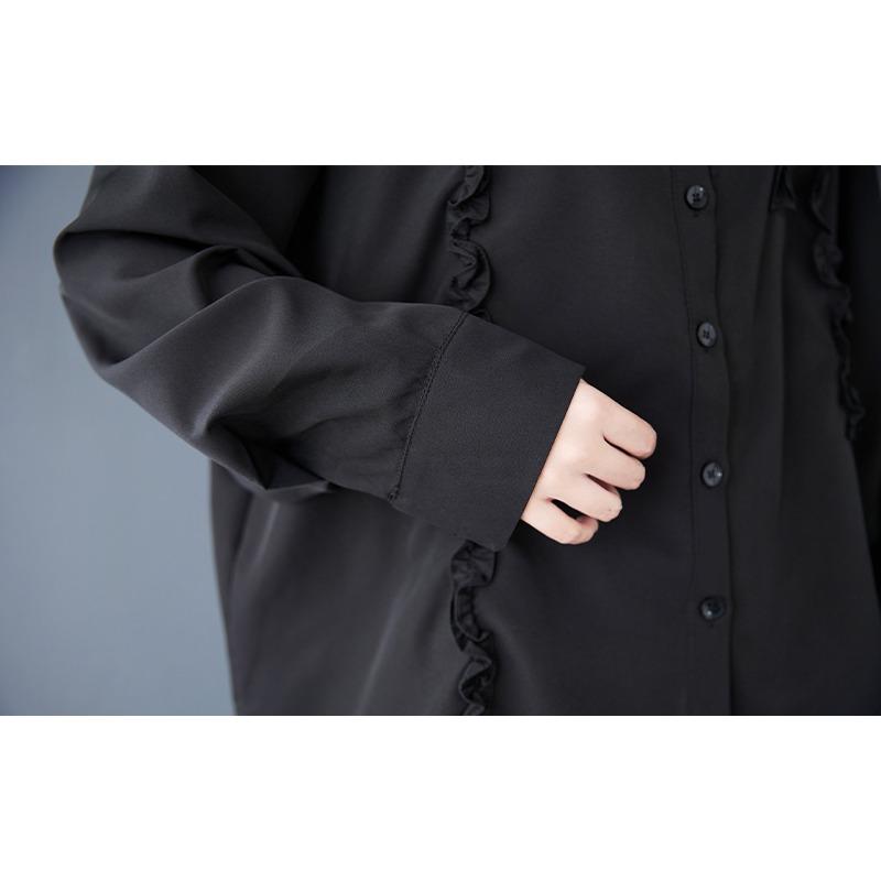 DIMANAF 2025 Большой размер Новая весенняя блузка рубашка Женская с длинным рукавом Базовые модные топы Футболки Свободная Белая Однотонные футболки