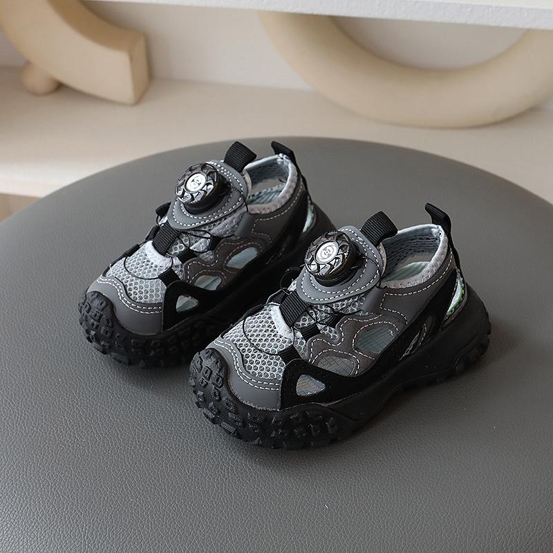 Summer new children's half-sandals, hollow single-mesh breathable casual shoes for boys, soft-soled non-slip shoes for toddlers and young children