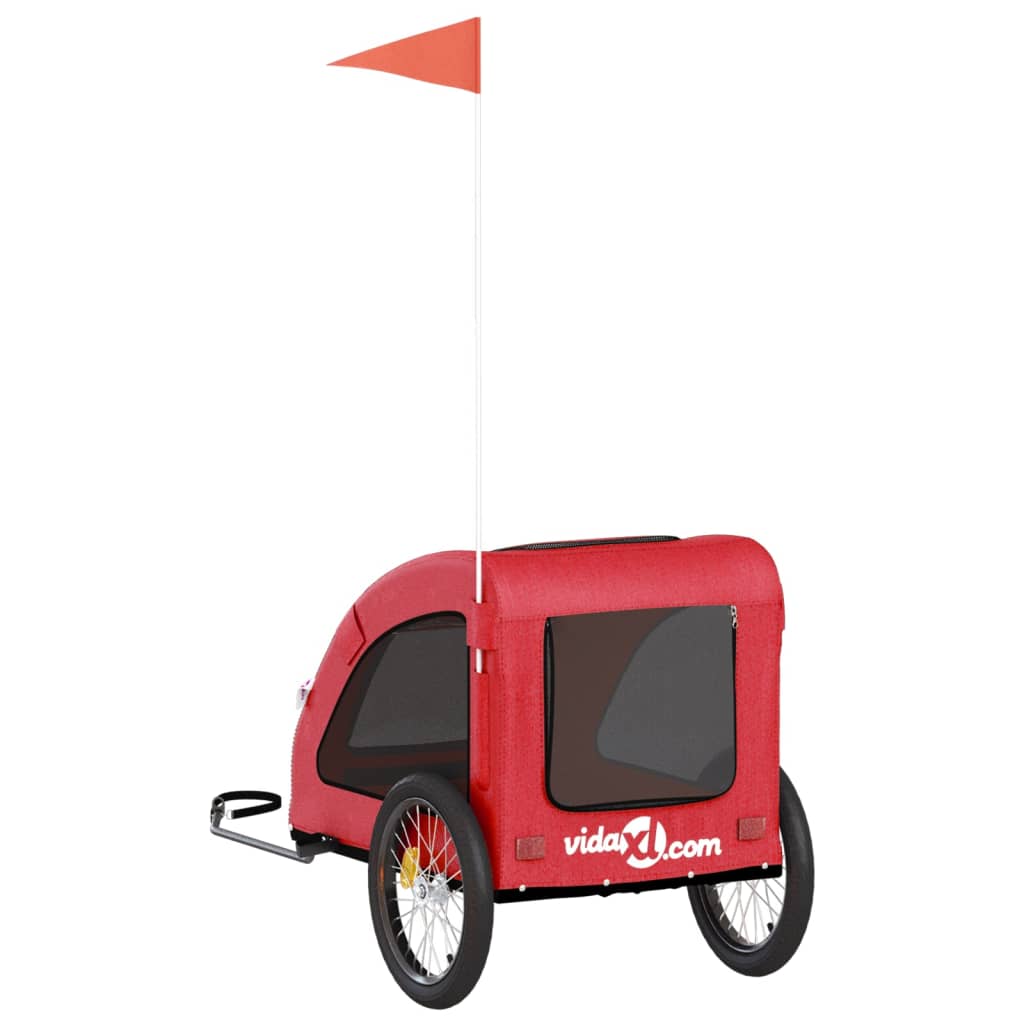 Bicycle Trailer for Dogs Red Oxford Fabric and Iron