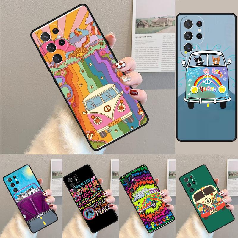 Хиппи Мирный Автобус Кот Силиконовый Чехол Для Телефона Для Samsung Galaxy note 10 pro S26 S25 S24 S23 S22 S21 Plus S25Ultra Capa Чехол