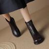 Women's Retro Soft Leather Ankle Boots - Autumn/Winter, Round Toe, Flat Sole, Versatile, Slimming Martin Style