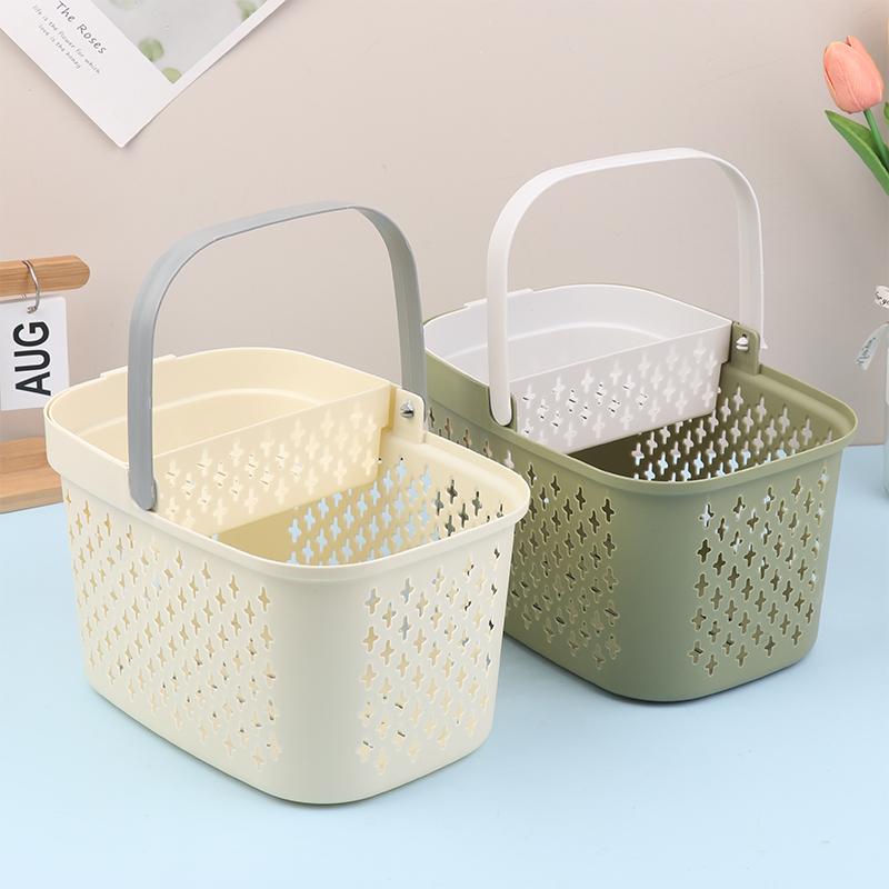 Пластиковая корзина-органайзер с ручками, дренажный контейнер для туалетных принадлежностей, штабелируемая корзина для хранения для ванной, кухни, лагеря, спортзала