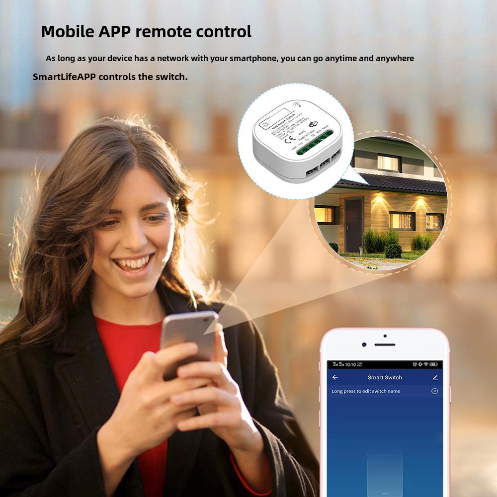 Tuya WiFi Smart Switch с голосовым управлением Alexa — беспроводной, автономный, скрытый дистанционный переключатель с двумя органами управления