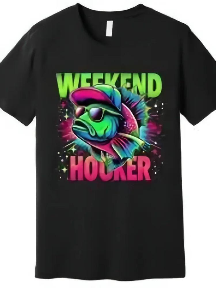 Men039;s 034;Weekend Hooker034; Graphic TeeRetro Style Cotton T-Shirt with Vibrant Fis Unisex T-Shirt