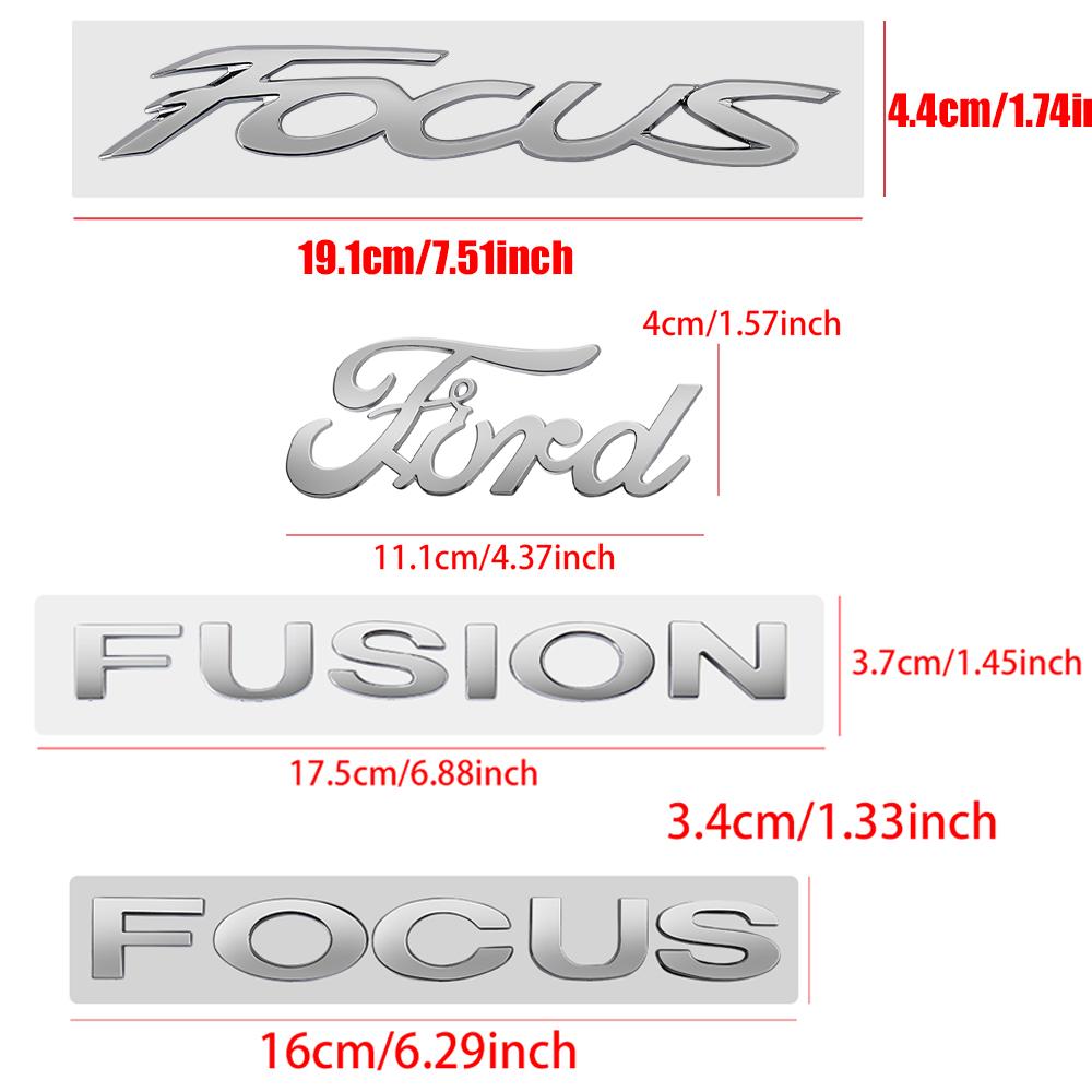 AJJ1 3D Letters Car Body Rear Trunk Bumper Emblem Stickers Badge Decal For Ford Focus Logo Fusion MK2 MK4 Fiesta Mustang Accessories