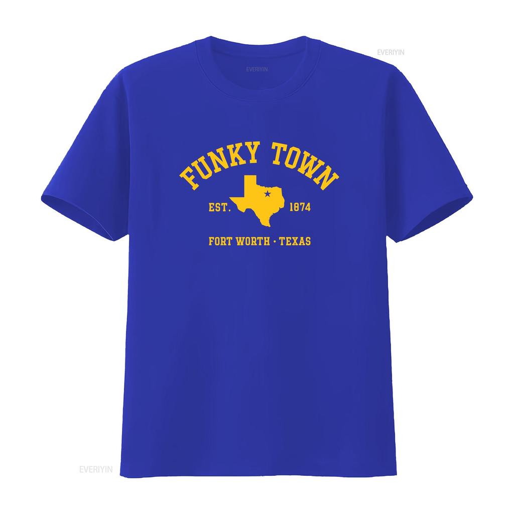 FUNKY TOWN Fort Worth TX Athletic Design T Shirt vintage Washed graphic Top For Everyday Wear fashion Comfortable Soft Stylish