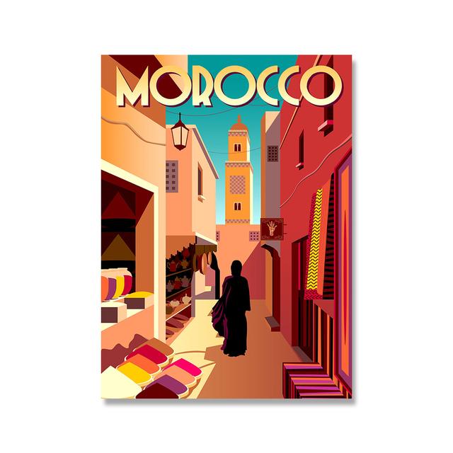 Италия Африка Марокко Путешествие Винтаж Домашнее украшение Пейзаж Традиционный пляж Плакат Винтаж