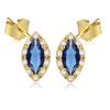 [Q2663] - Gold Plated 'Sissi' Blue Sapphire Gold Earrings - 11x7 Mm
