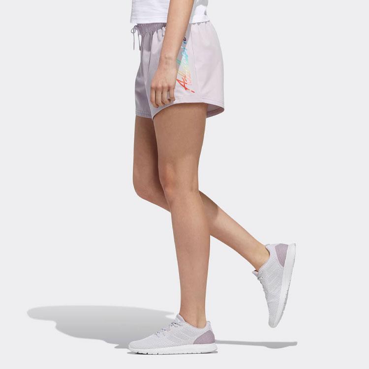 Adidas Спортивные шорты со шнуровкой и принтом Neo Letter, женские шорты светло-фиолетового цвета FK9935