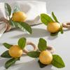 6/12Pcs Simulation Lemon Plant Napkin Ring Fruit Meal Buckle Hotel Model Room Napkin Holder Yellow Napkin Buckle Party Supplies