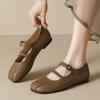 Fashion Double Belt Mary Janes Flat Shoes Woman 35-43plus Size Moccasins Designer Pleated Leather Flats Women Soft Bottom Loafers