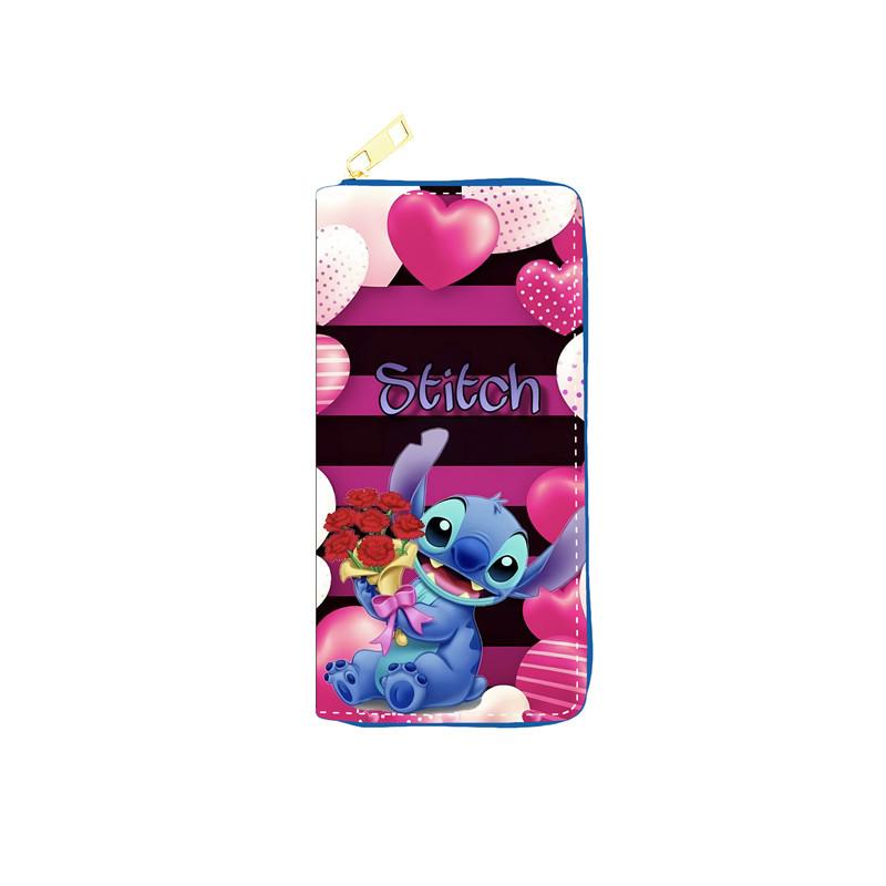 Cute Cartoon PU Leather Long Wallet for Students Single Zipper Coin Purse Makeup Bag Pink 3pcs