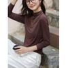 Dme Warm Ginger Fleece Autumn New Slim Fit Thin Half Turtleneck Long Sleeve Women's Base Shirt