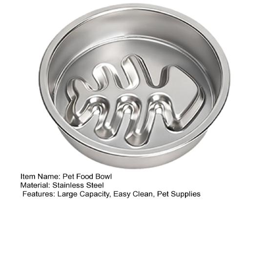 Stainless Steel Slow Feeder Dog Bowl Anti-Choking Anti-tip Non-slip Slow Eating Pet Feeding Bowl for Small Medium Breed