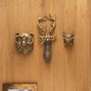 Antique Bronze Resin Animal Pendant Golden Deer Head Wall Storage Hook Up Background Wall Accessories Decorative Figurines