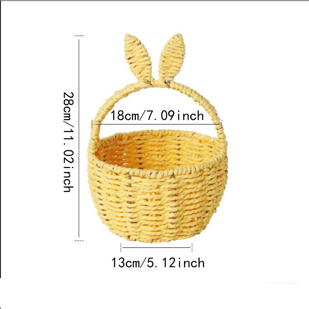 Adorable Bunny Ears Woven Basket for Easter Gifts for Picnic Wedding Party Candy Flower Basket Empty Snacks Basket Decor