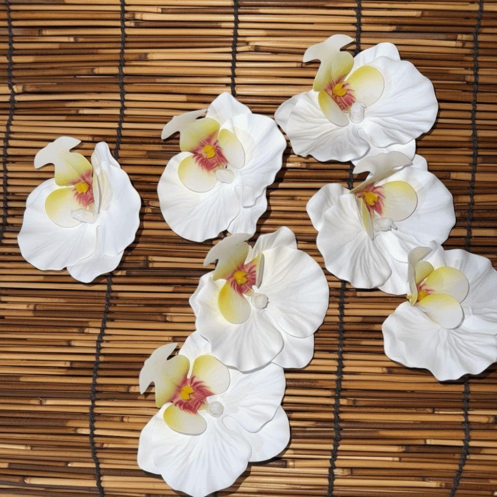 6pcs 9cm Butterfly Orchid Flower Head Fake Flower Head Hair Clips/Boutonniere/Cake Decoration