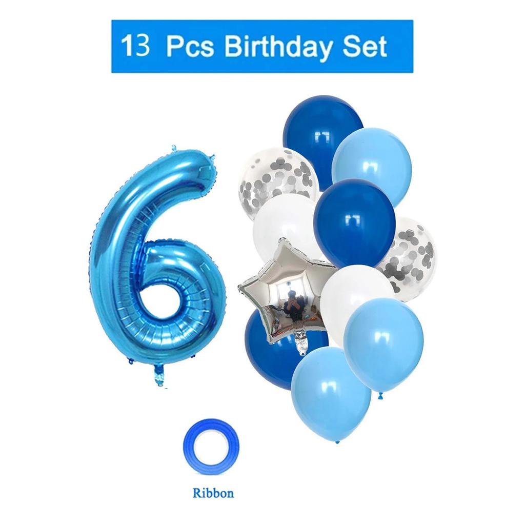 Воздушные шары на день рождения для мальчика с синим воздушным шаром с номером, украшение для дня рождения, детские юбилеи 1/2/3/5/6/8/9 лет