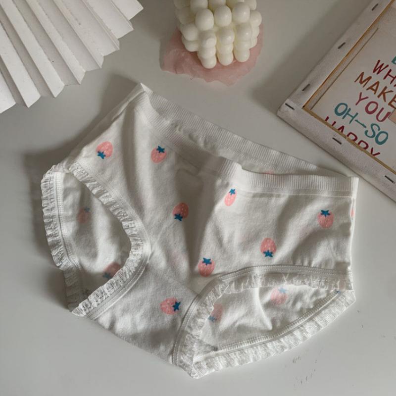 Japanese Seamless Girl Sweet Cute Briefs Summer Mid-waist Ladies Cotton Breathable Underwear Thin Women Plus Size