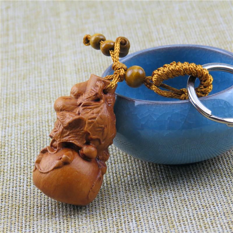 Брелок-подвеска в виде тыквы Pixiu из красного дерева с 3D-резьбой
