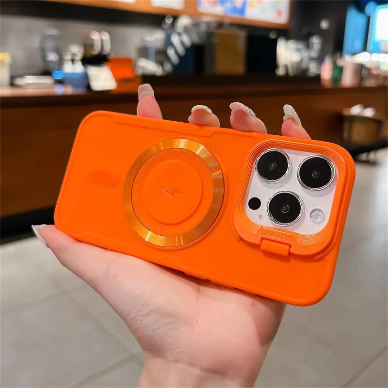 Роскошный откидной магнитный чехол-держатель для объектива для iPhone 16 ProMax 14 15 11 12 13 Pro Max 16 Plus Magsafe Charge силиконовый мягкий чехол