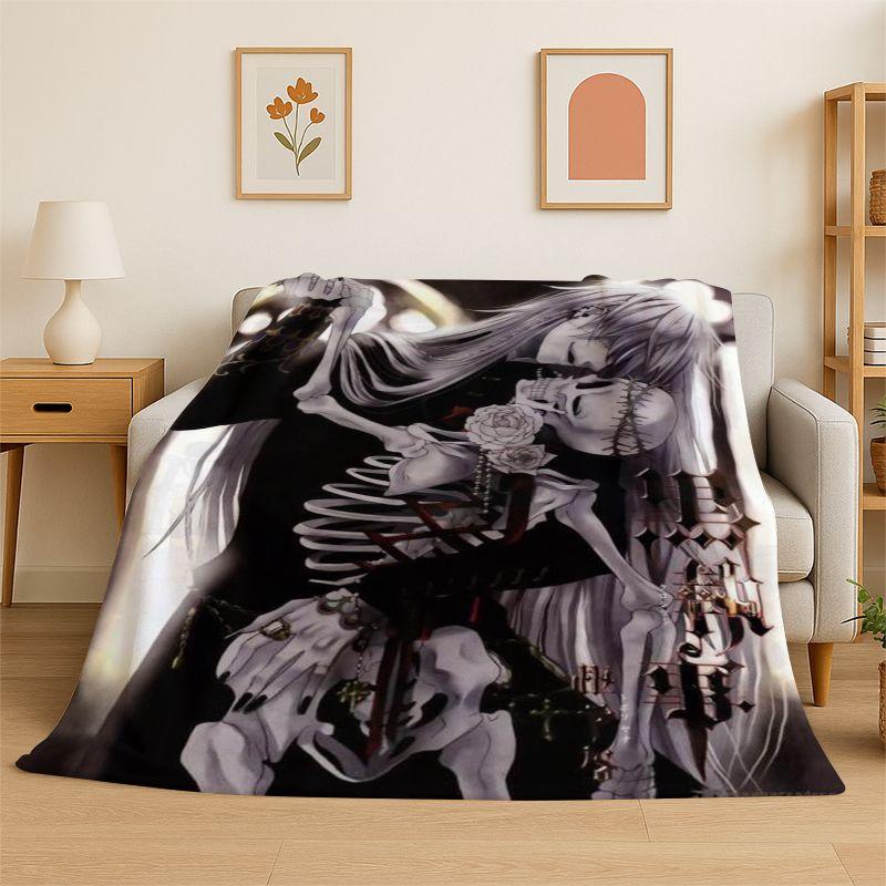 Black Butler Cartoon Anime Flannel Blanket Soft Warm Throw Blanket for Bedroom Living Room Bed Travel Camping Picnic Gift