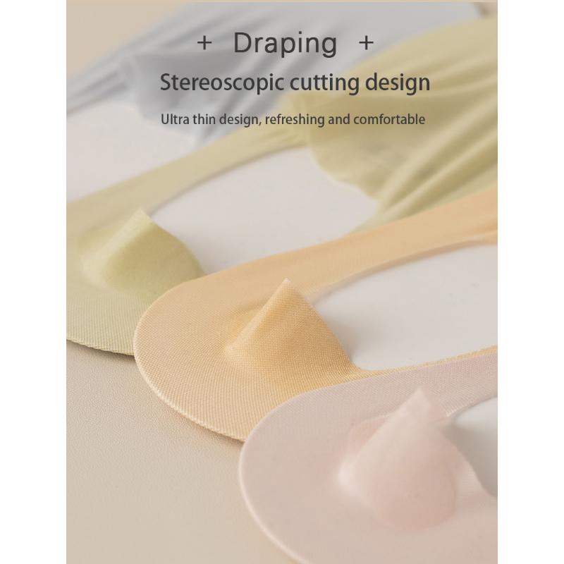 5 пар летних невидимых силиконовых противоскользящих носков, ультратонкие дышащие носки без показа, однотонные низкие носки-лодочки из ледяного шелка