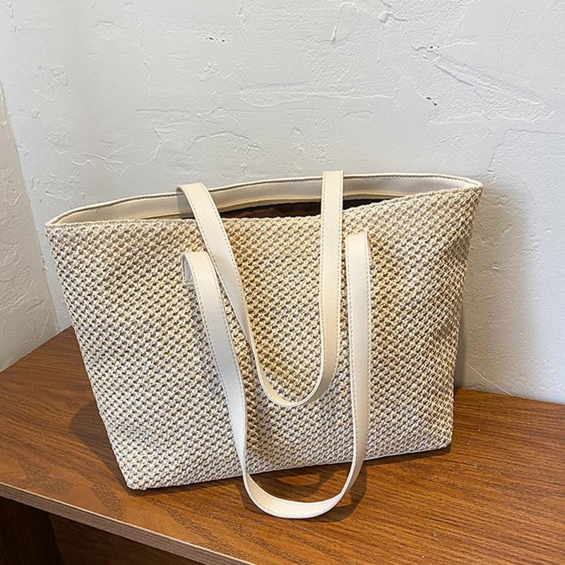 Yogodlns Летняя соломенная сумка, женская большая вместительная плетеная сумка-тоут, пляжная сумка ручной работы из ротанга, женская соломенная сумка на плечо для отпуска, сумка
