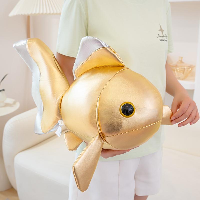 Lucky Koi Goldfish Shaped Plush Toy Soft PU Leather Cartoon Fish Doll Home Decor  Kids Birthday Gift Animal Cushion Throw Pillow