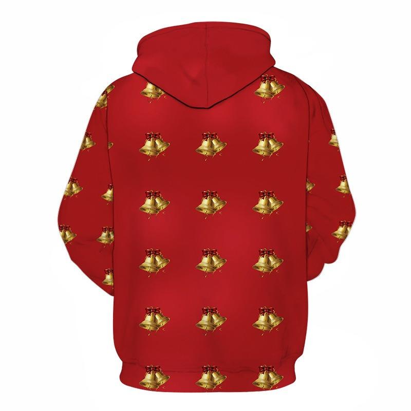 D Print Santa Hoodie Mens Casual Long Sleeve Sweatshirt