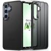 Protective Case - BOOLING - for Samsung Galaxy A14 4G-5G - Black Silicone - 2 Tempered Glasses - Translucent Rigid Back
