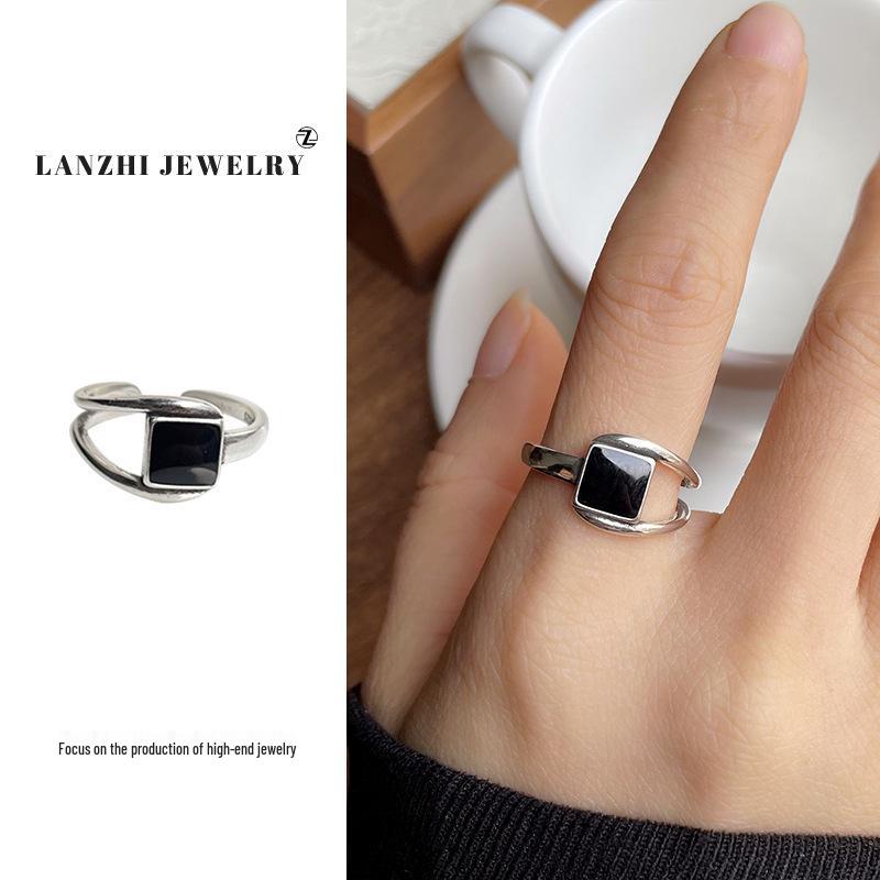 Тайское серебро Женское наборное кольцо - Серебро 925 пробы, Нишевый дизайн, Простые и универсальные украшения