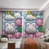 Cartoon Rabbit Clouds High Shading Curtain Fresh Ins 3D Children's Room Bedroom Bay Window Living Room Blackout Drapes with Hook