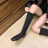 Show Thin~ Minimalist Style Square Head Elastic Boots Women's Autumn and Winter New Low-heeled Short Boots Thin Boots