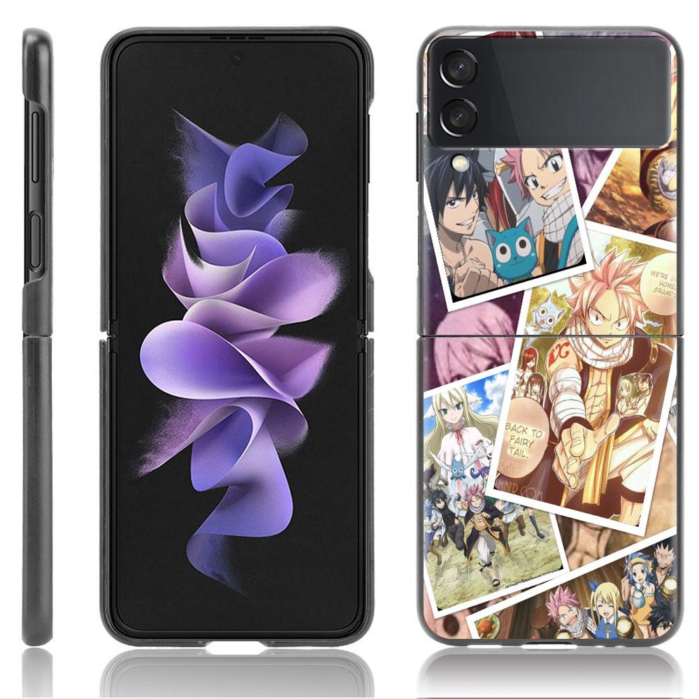 Роскошный чехол для Samsung Galaxy Z Flip 4 3 5G, черный ПК, жесткие чехлы для телефонов, модная задняя крышка ZFlip Funda FAIRY TAIL, аниме Shell Sac